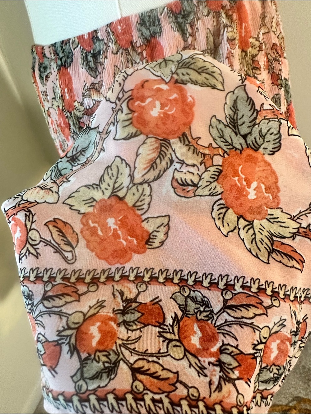 Vintage-Inspired Pink Floral Boho Midi Skirt | Size Small | Cottagecore Prairie - Picture 6 of 7
